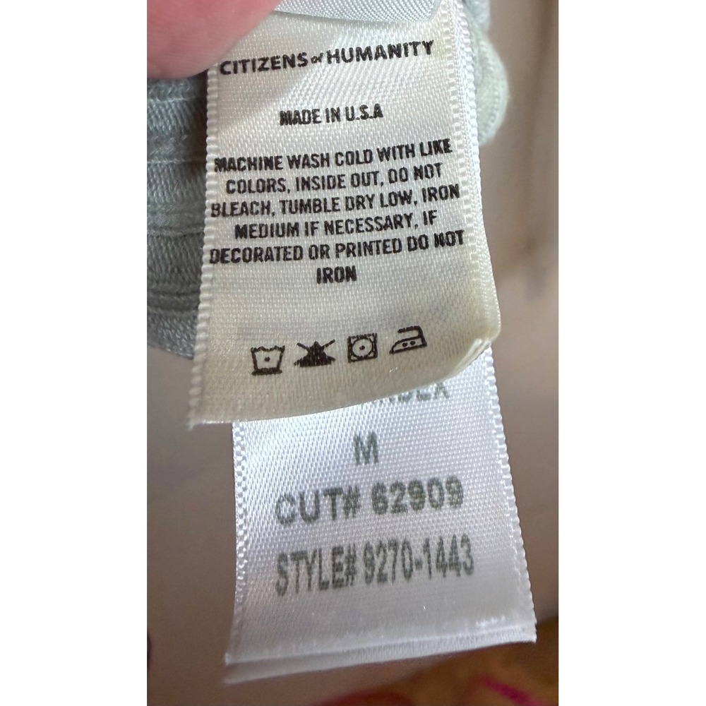 Citizens of Humanity Ribbed Henley Top Sage Green Back Cutout Women's M - Picture 6 of 7